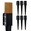 Fence Post Anchor Ground Spike, 6 Pack 24 x 4 x 4 Inches Outer Diameter (Inner Diameter 3.5 x3.5 Inches), Metal Black Powder Coated Post Stake Ground