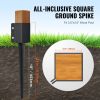 Fence Post Anchor Ground Spike, 6 Pack 24 x 4 x 4 Inches Outer Diameter (Inner Diameter 3.5 x3.5 Inches), Metal Black Powder Coated Post Stake Ground