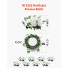 Flower Balls Arrangement Bouquet 10 PCS, 17.7-Inch Diameter Artificial Flower Balls Wedding White Roses Centerpieces